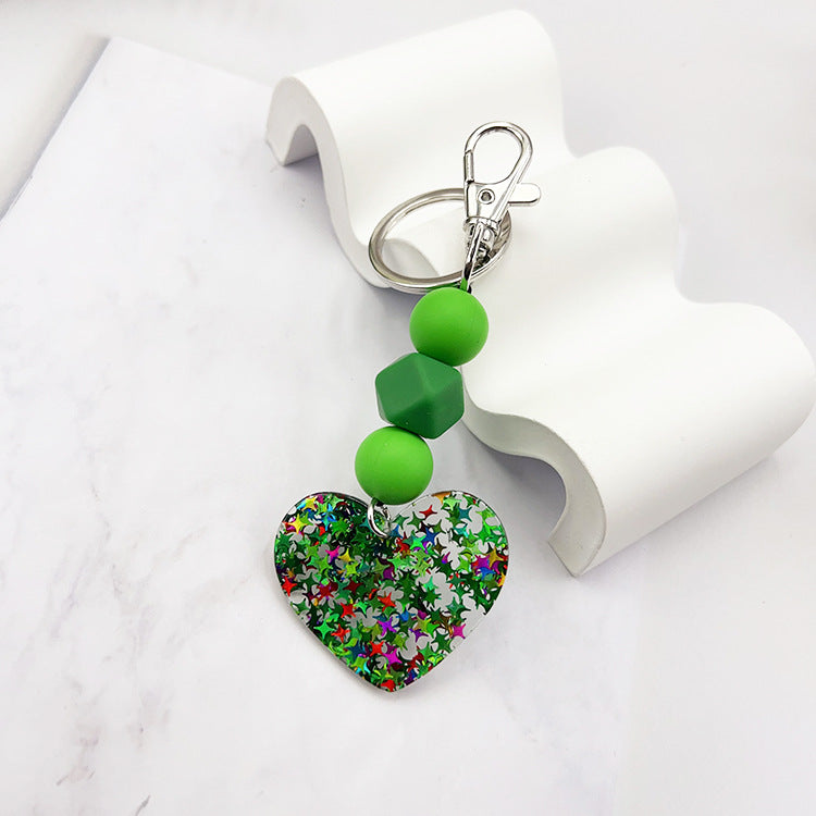 Wholesale  Magic Acrylic Love Silicone Beaded Keychain Bag Key Pendant