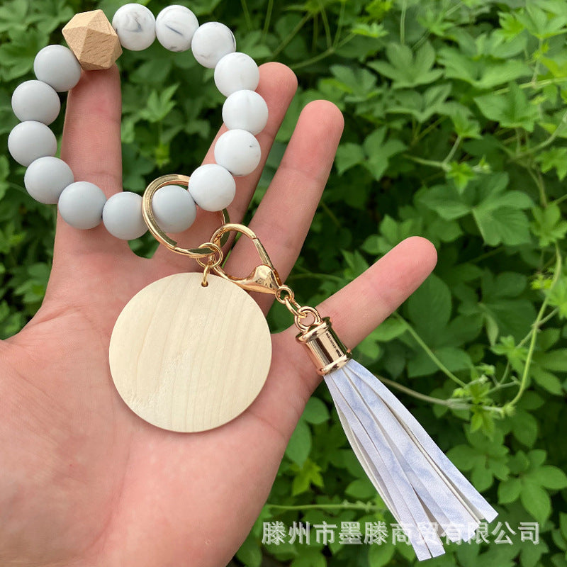 Wholesale Custom Silicone Bead Bracelet Keychain Tassel Graduation Class Gift For Classmates