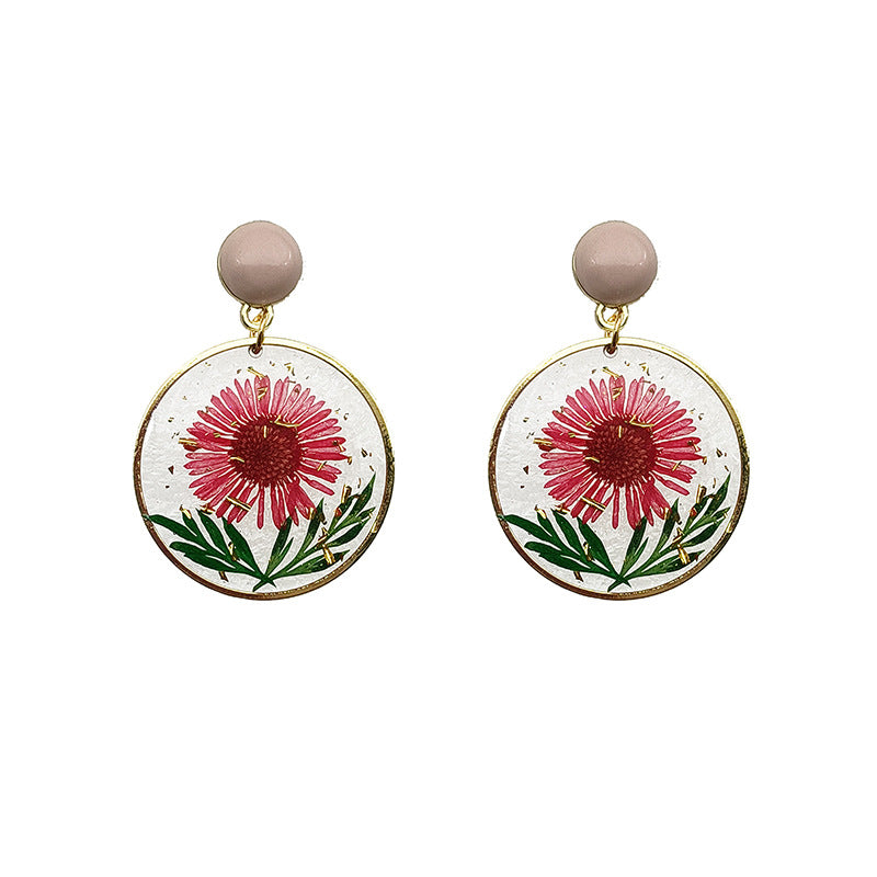 Wholesale Sweet Everlasting Flower Teardrop Earrings