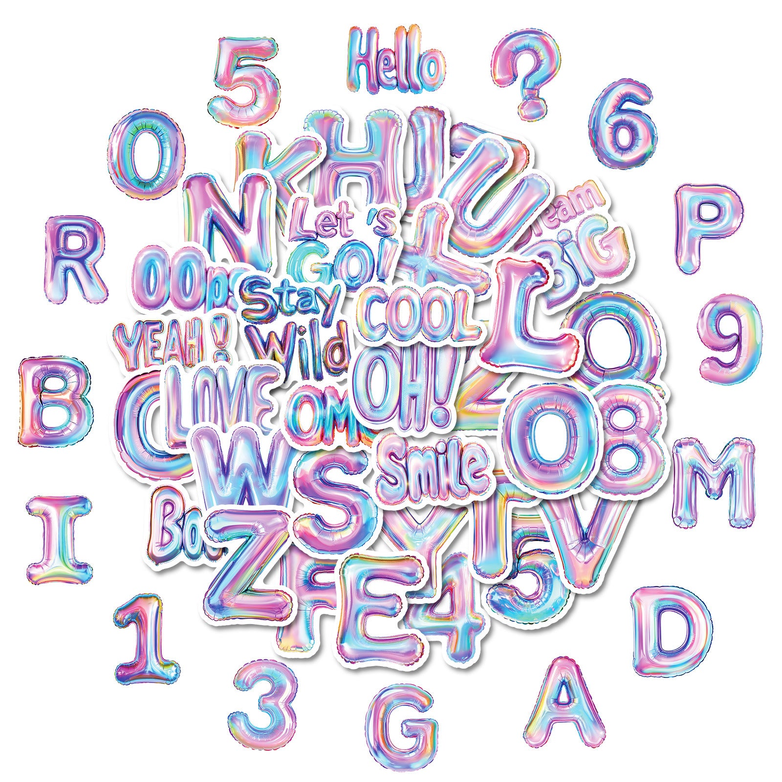 Wholesale 50 balloon stickers with English letters and numbers