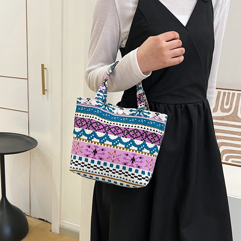 Wholesale Ethnic Style Large Capacity Printing Canvas Shoulder Bag