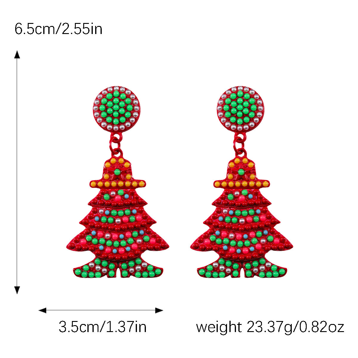 Wholesale Christmas Rice Beads Christmas Tree Festival Alloy Sprayed Earrings