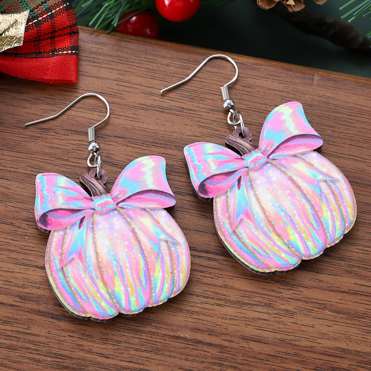 Wholesale new bow-painted pumpkin pendant earrings