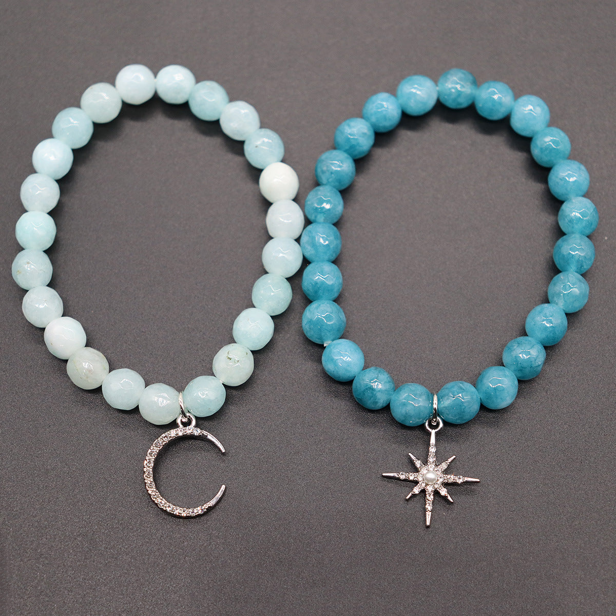Wholesale Natural Stone Moon Sun Love Heart Magnetic Beaded Bracelet