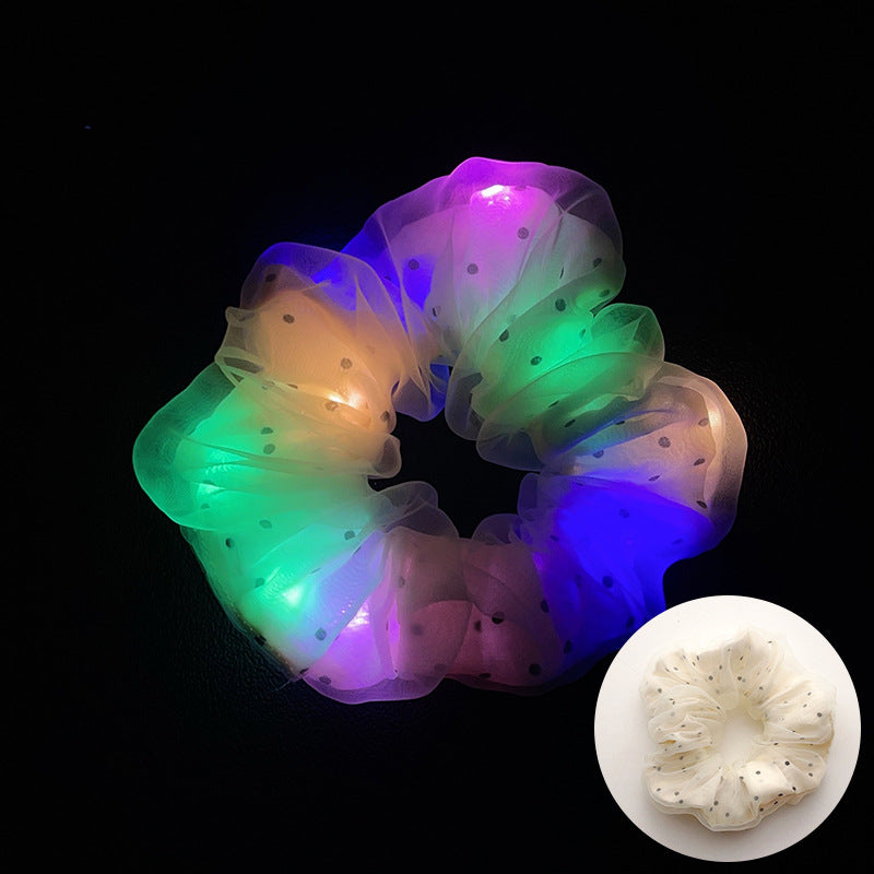 Wholesale Led Luminous Large Intestine Hair Ring DIY Night Light Flower Shiny Fat Intestine Head Rope Nightclub Rubber Band Hair Accessories
