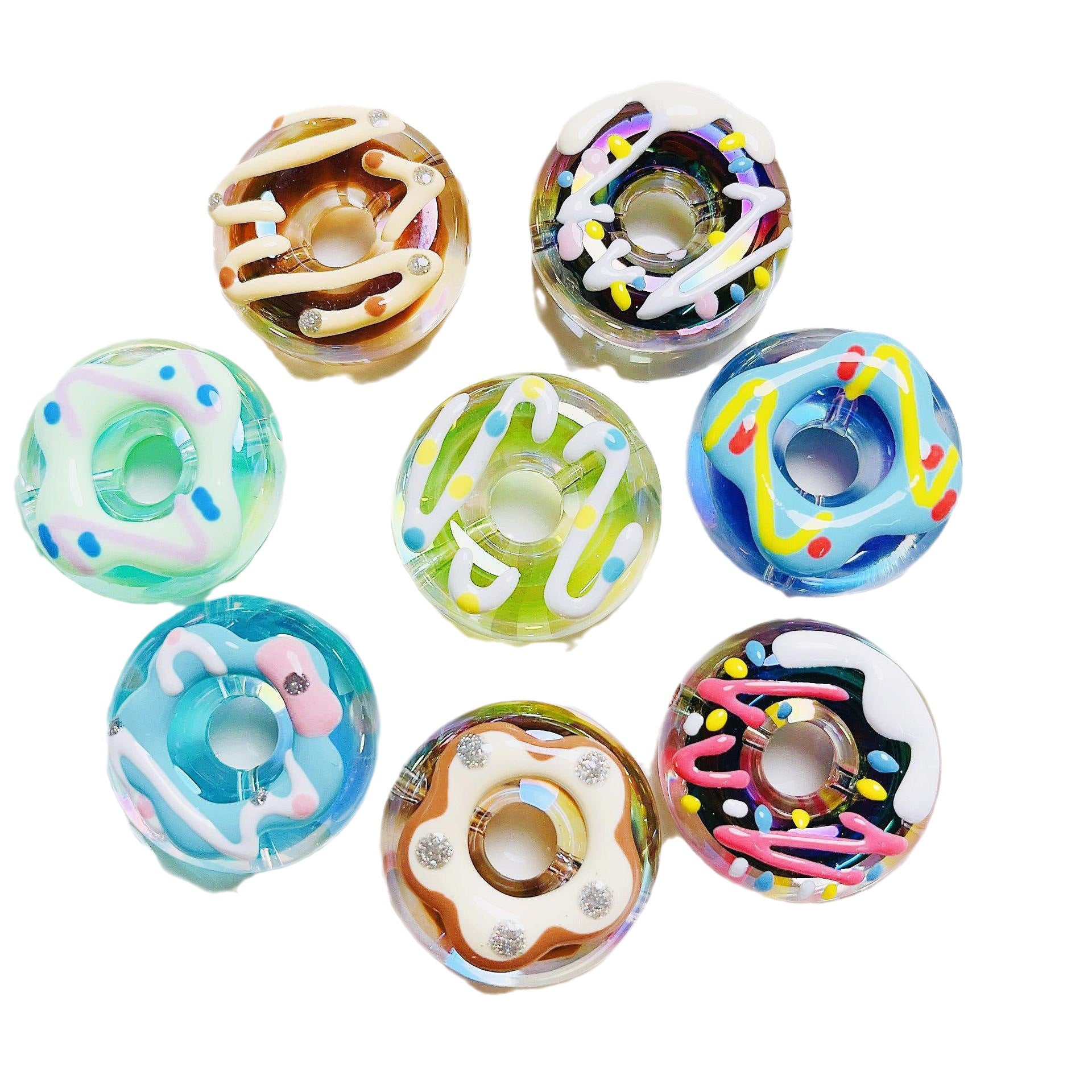 Wholesale Colored Heavy Industry Handdrawn Donut Acrylic Beads