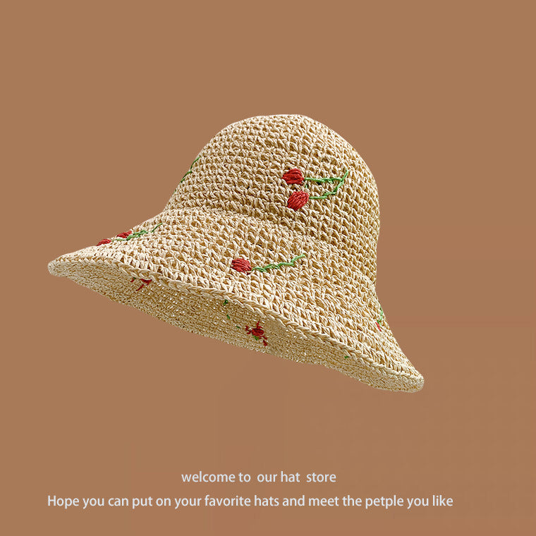 Wholesale Sweet Sunscreen Fisherman's Hat with Big Eaves and Small Woven Straw Hats