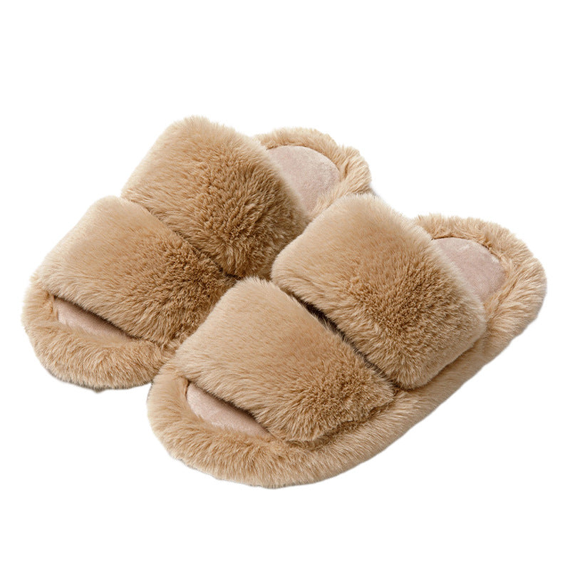 Wholesale Winter Parallel Bars Solid Color Plush Cotton Slippers