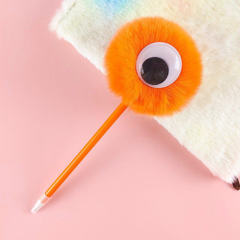 Wholesale Big Eyes Cute Fur Ball Plush Gel Pen