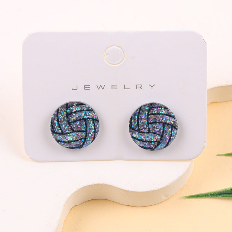 Wholesale Glittering Football/ Rugby Helmet Acrylic Stud Earrings Ear Studs