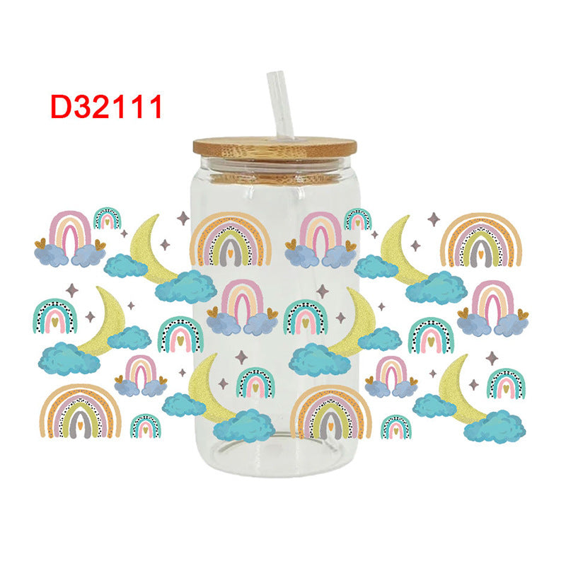 Wholesale Sun Moon Star Rainbow 16oz Cup UV DTF Wraps