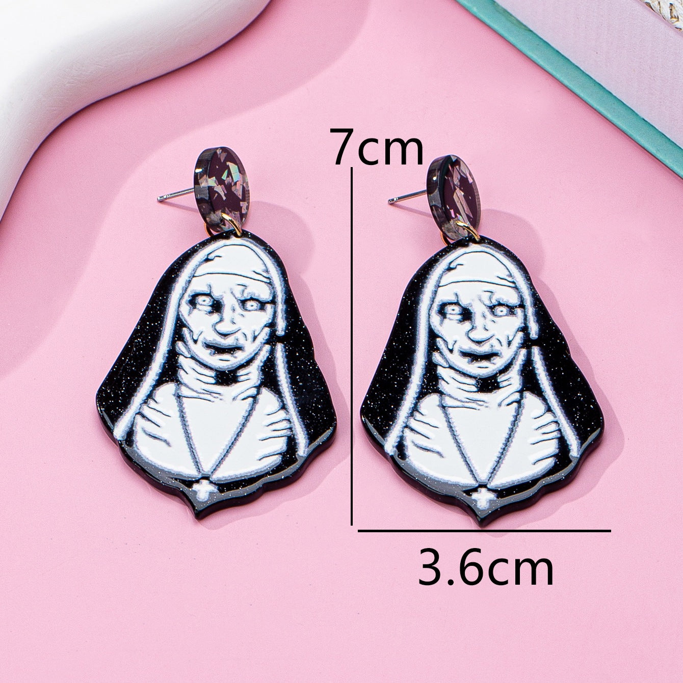 Wholesale  blue cartoon witch acrylic funny earrings OLY Exclusive