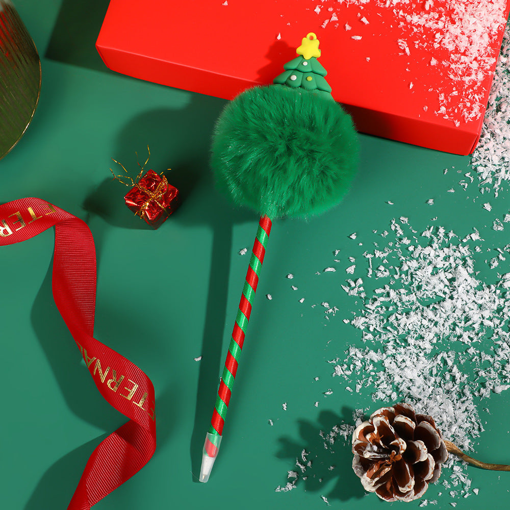 Wholesale Christmas Stationery Ballpoint Pen, Christmas Snowman Plush Pen, Creative Stationery Gift Pen