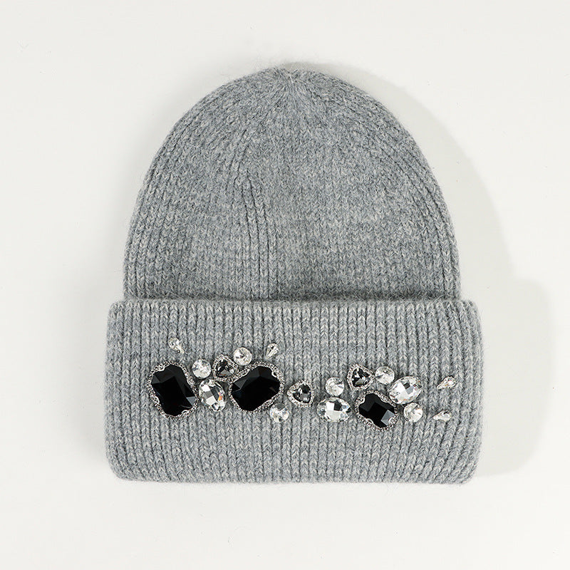 Wholesale Autumn and Winter Knitted Hats with Diamond Acrylic Insulation Caps