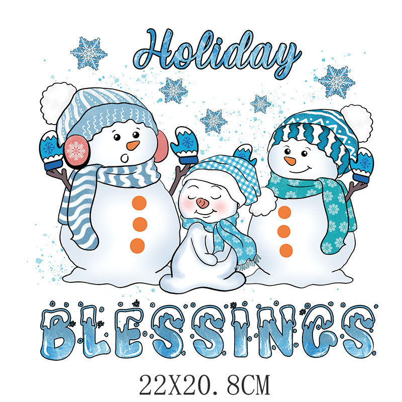 Wholesale 10pcs/pack Blue Snowman Christmas UV DTF Ready to Press Transfers Wraps