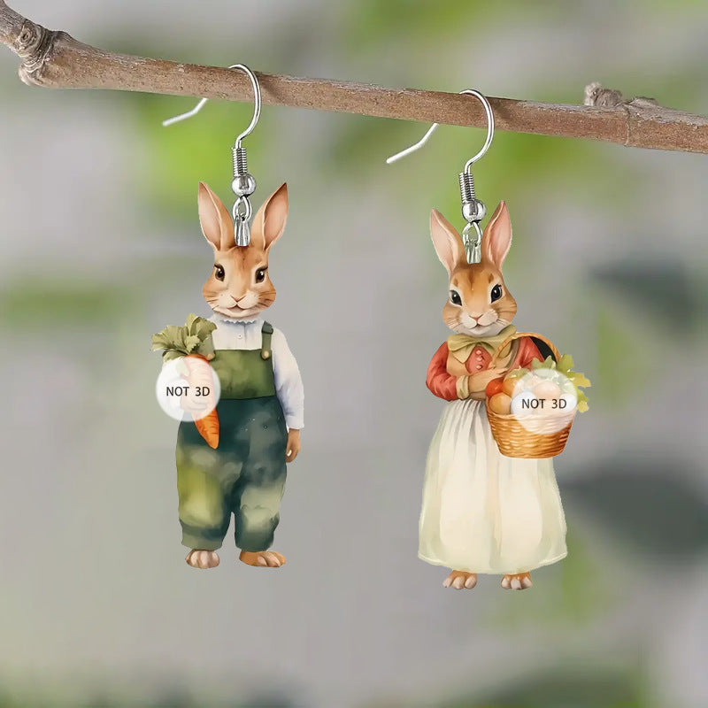 Wholesale Easter cartoon rabbit flat acrylic earrings
