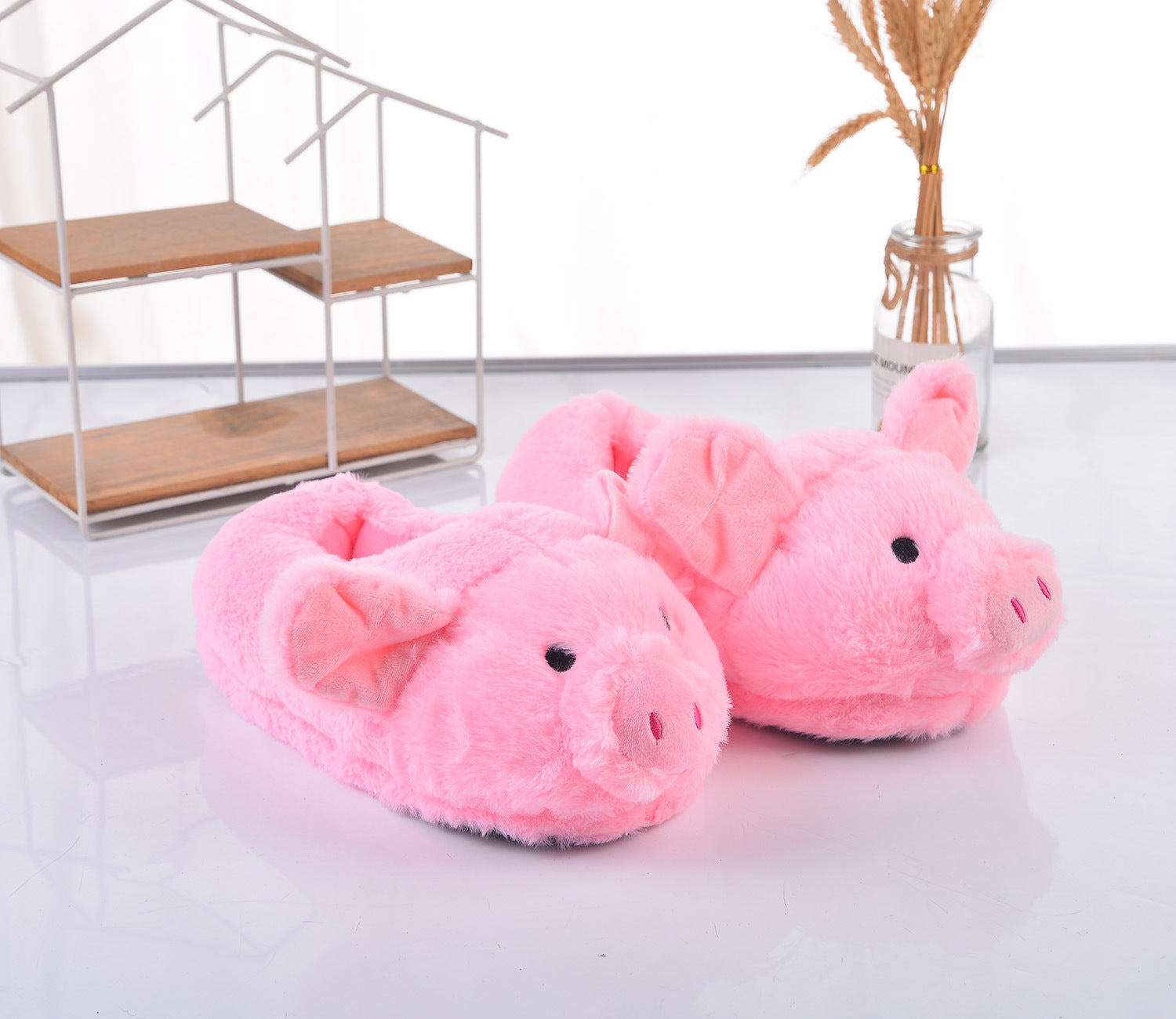 Wholesale Soft Girly Heart Piggy Warm Cotton Slippers