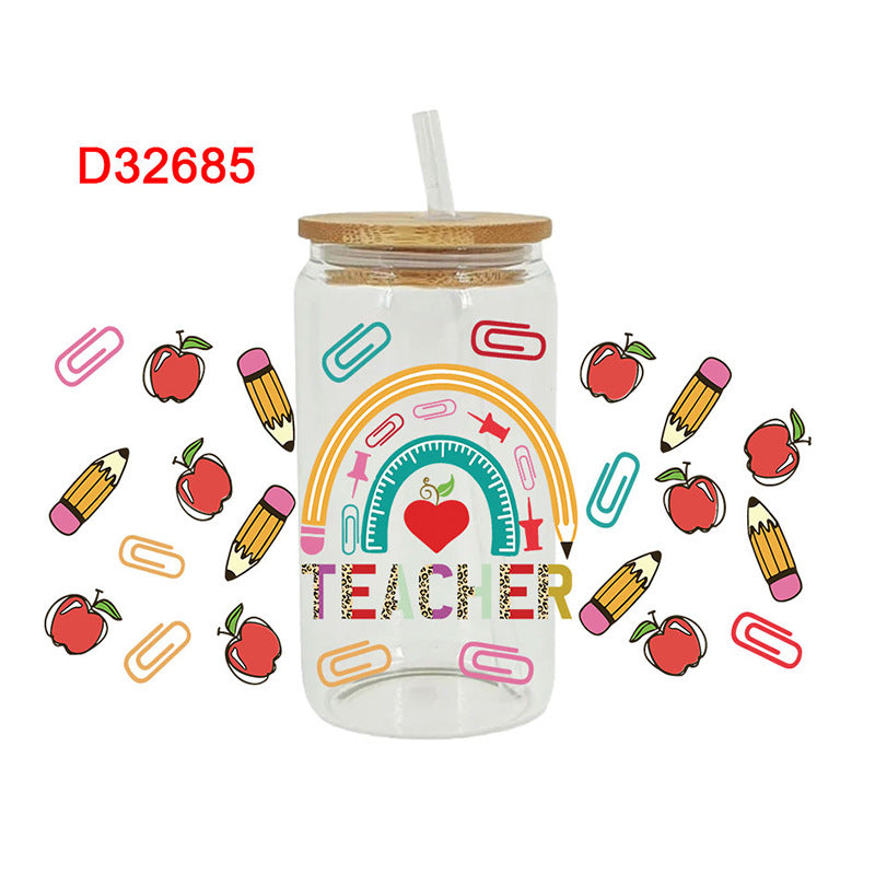 Wholesale Pink books and stationery  16oz Cup UV DTF Wraps