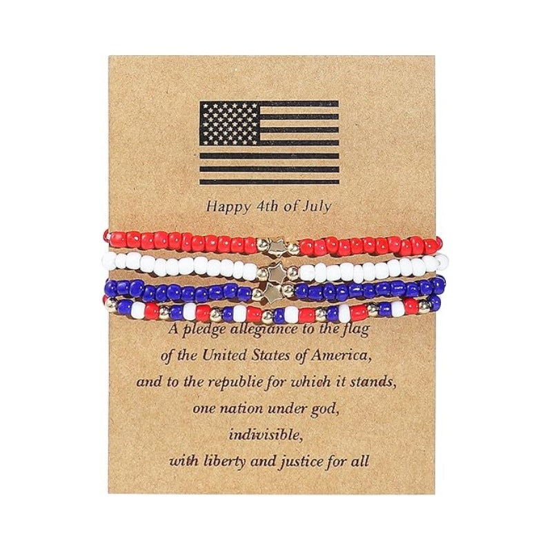 Wholesale Independence Day Shield Flag Soft Ceramic Letter Bracelet