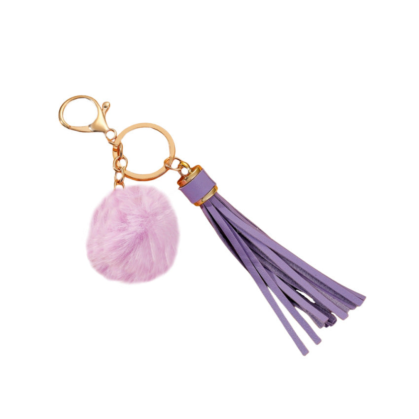 Wholesale Pu Fur Ball Tassel DIY Leather Keychain