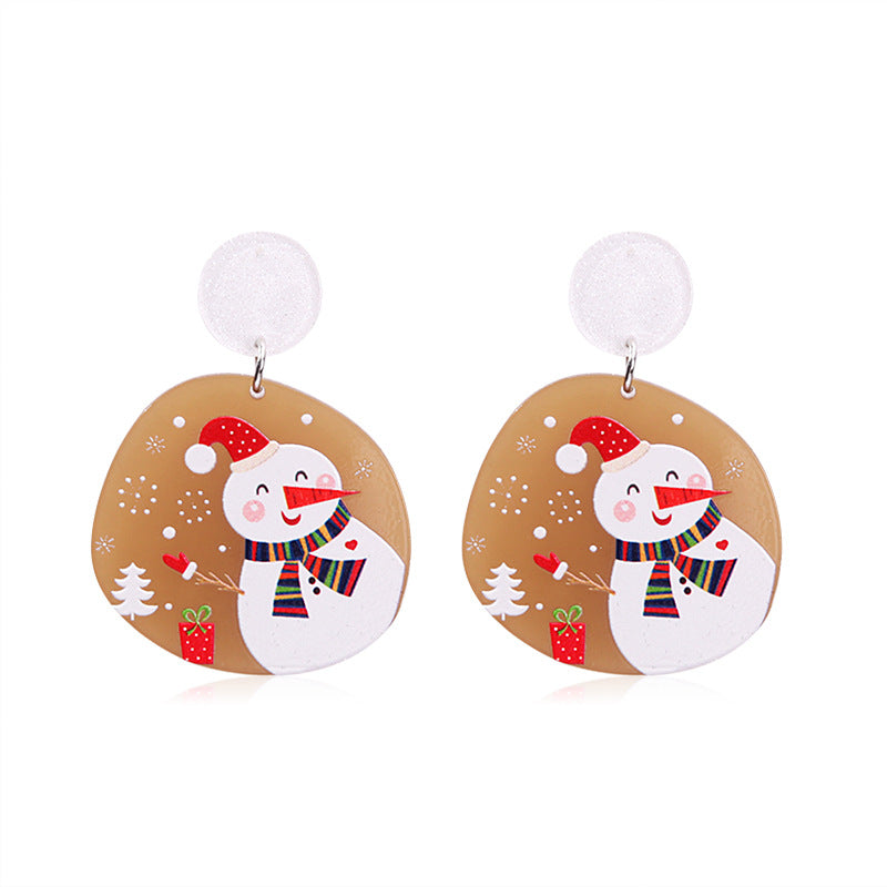 Wholesale Christmas Red Snowflake Tree Acrylic Earrings For Women Party Wear Gift