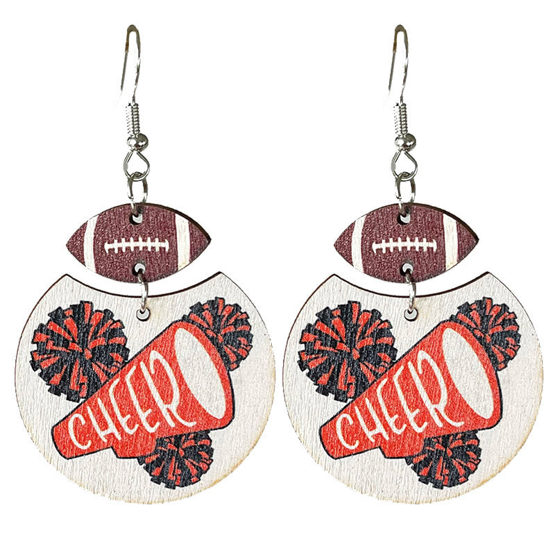 Wholesale 2pairs/pack Football Cheerleading Multicolor Baseball Earrings