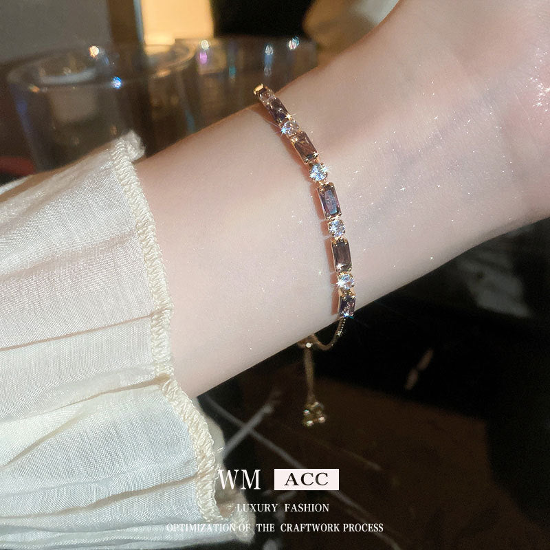Wholesale Light Luxury Niche Exquisite High-end Pull-out Adjustable Zircon Bracelet