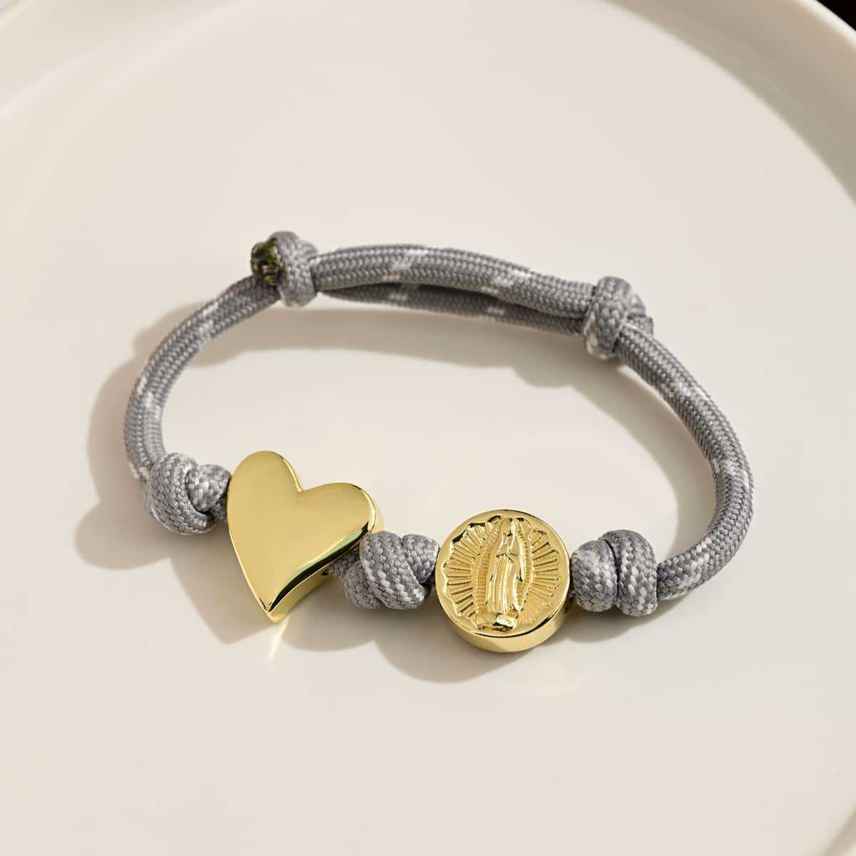 Wholesale Rainbow woven adjustable gold-plated heart-shaped star bracelet