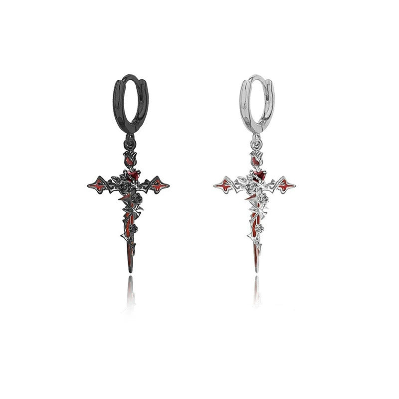 Wholesale Thorn Cross Gothic Earrings