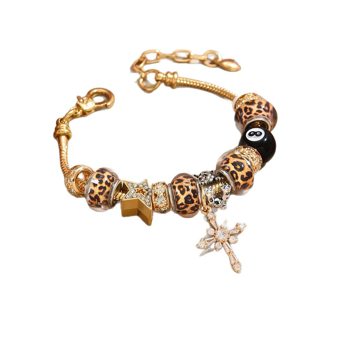 Wholesale Golden Leopard Print Cross Grand Bracelet