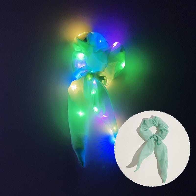 Wholesale Led Luminous Large Intestine Hair Ring DIY Night Light Flower Shiny Fat Intestine Head Rope Nightclub Rubber Band Hair Accessories