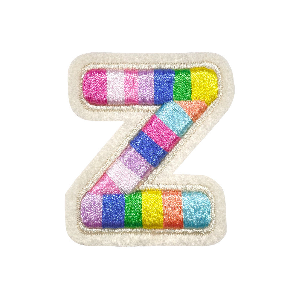Wholesale Rainbow 3D Embroidered 26 Alphabet Letter Patches Self Adhesive DIY Fashion Accessory For Shoes Hats