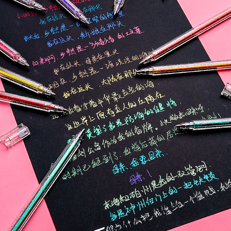 Wholesale Glitter Gel Pen 8 Colors Plastic Handbook Highlighter
