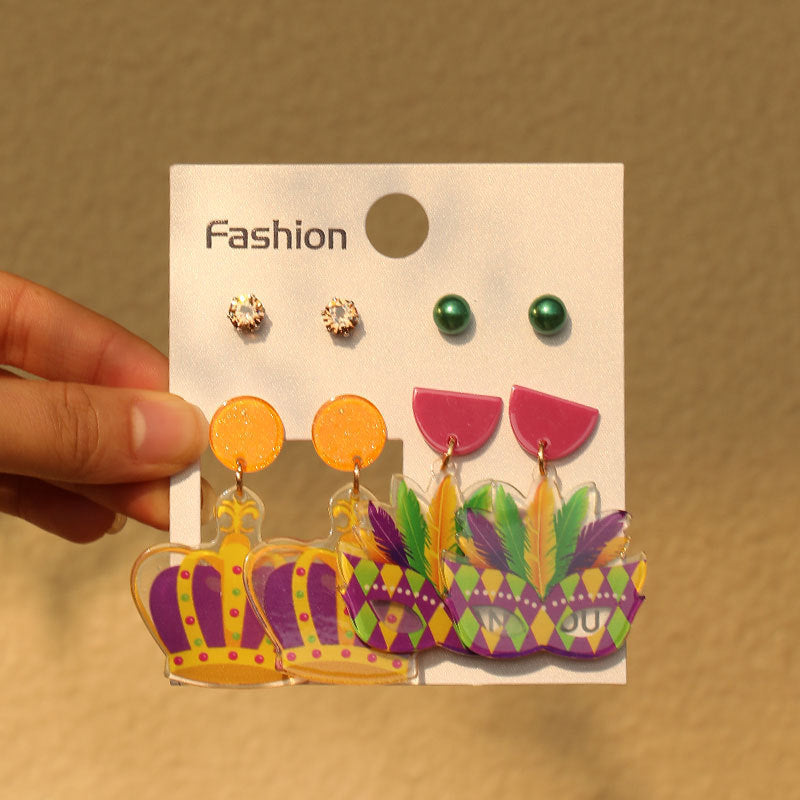 Wholesale Music Carnival 4 Pair Acrylic Earrings suit