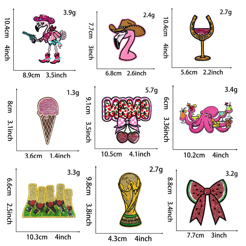 Wholesale Iron On DIY Embroidery Patches Flamingo Ice Cream Octopus Trophy Bow For Clothing Fashion Accessory