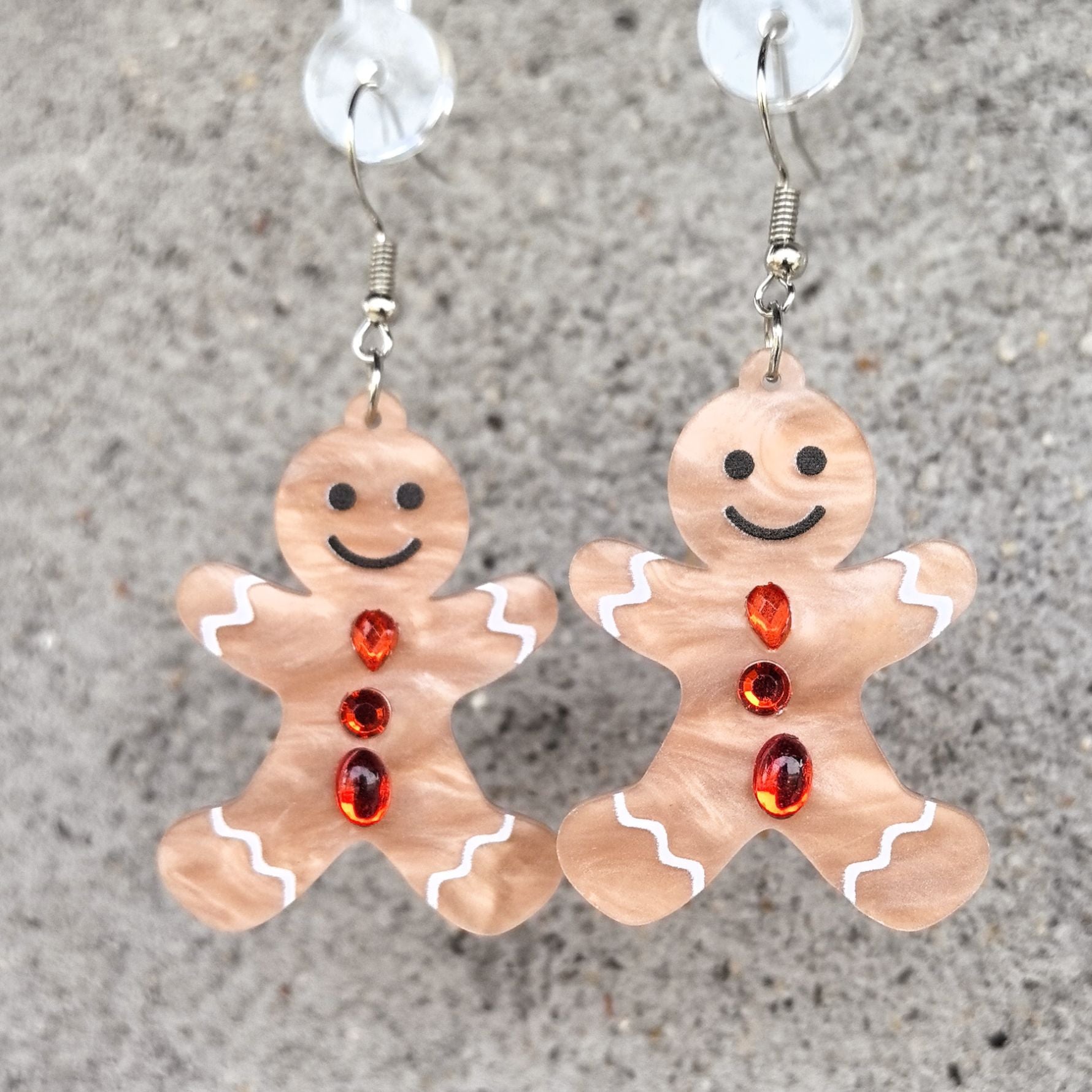 Wholesale Acrylic Christmas Cat Earrings With Rhinestone Water Pattern Cute Gingerbread Man Design Holiday Party Fashion Accessory Gift