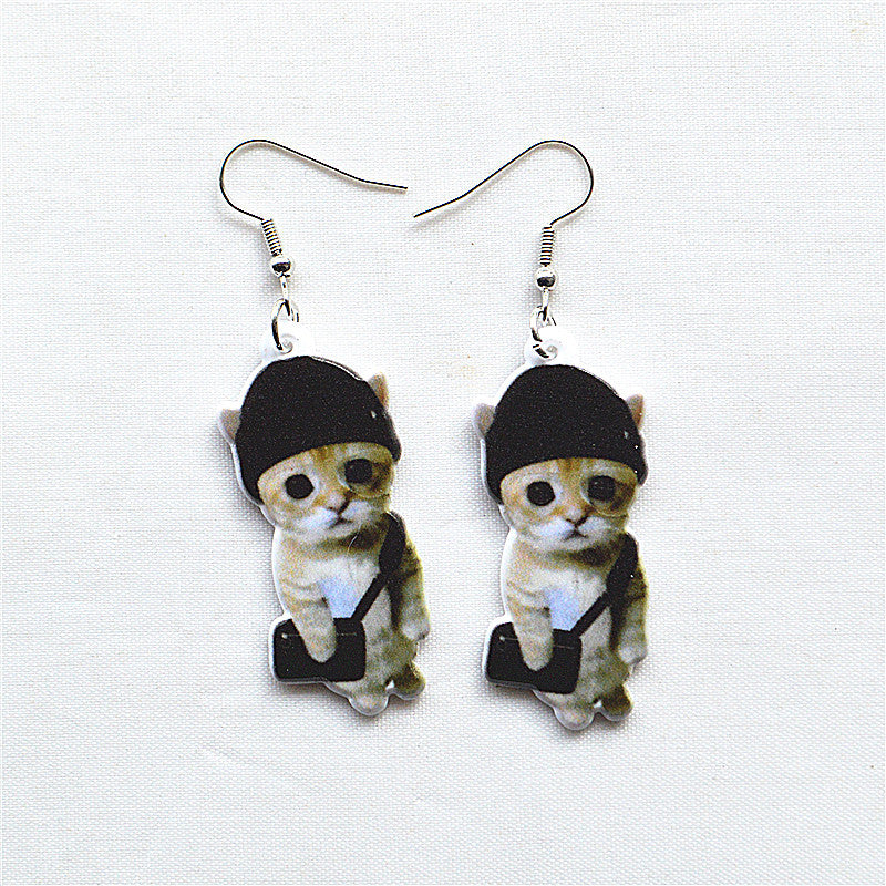 Wholesale Easter Cartoon Cow Kitten Puppy Acrylic Double Sided Earrings