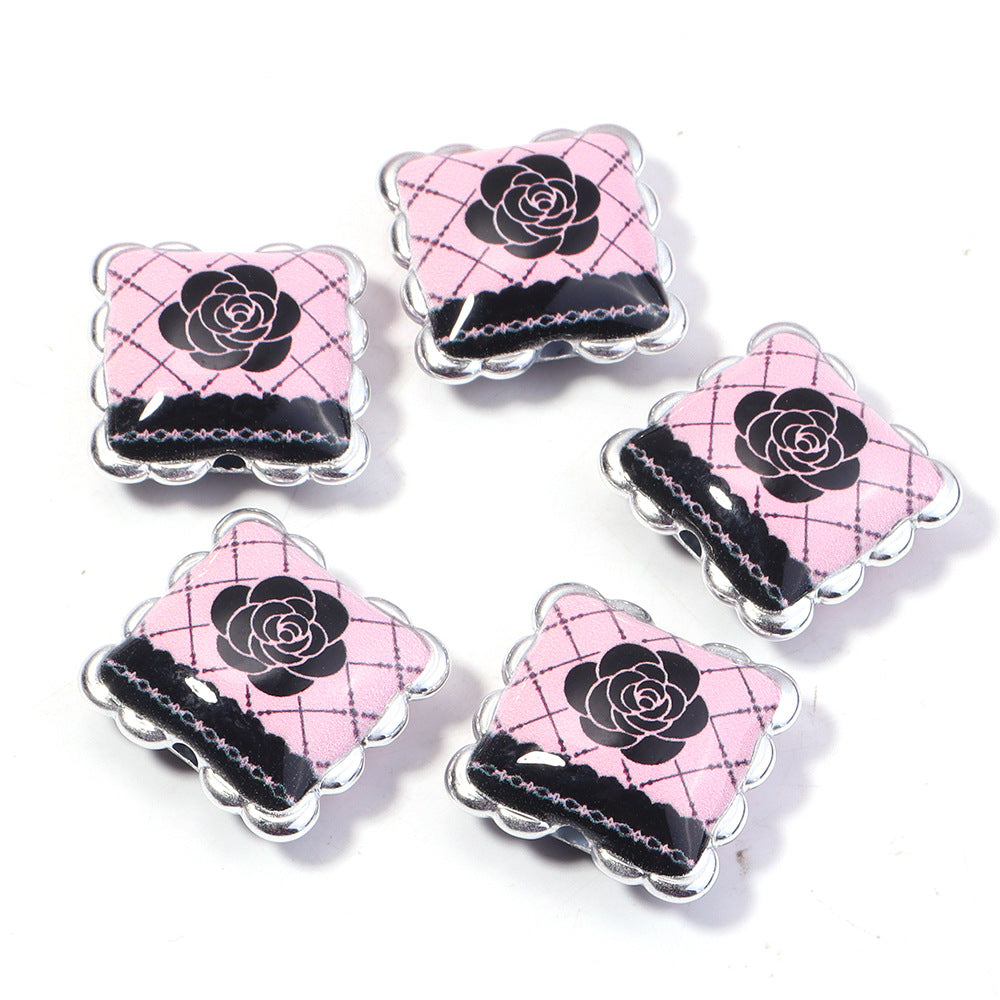 Wholesale 10pcs simple stroke printing Mantou Acrylic Beads