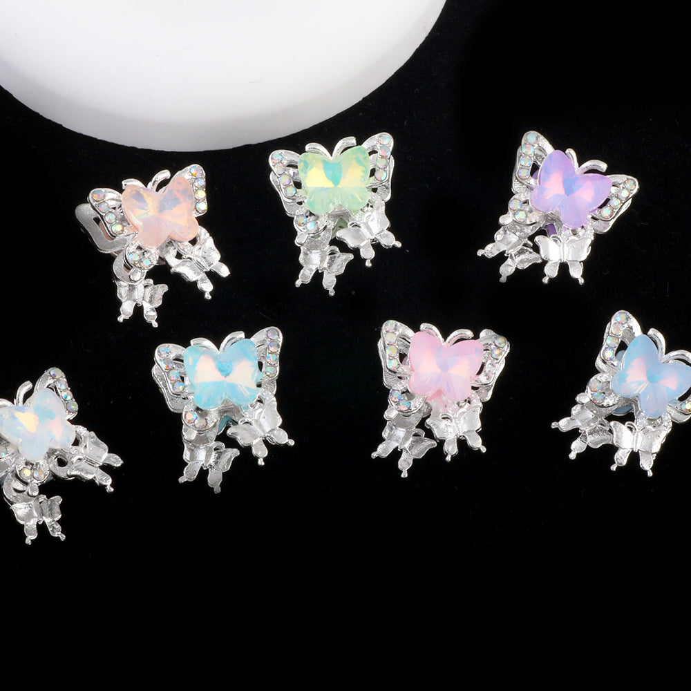 Wholesale Crystal Butterfly Alloy Beads Straight Hole Beads DIY Accessories