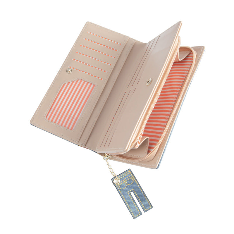 Patrón de jeans PU al por mayor billetera larga