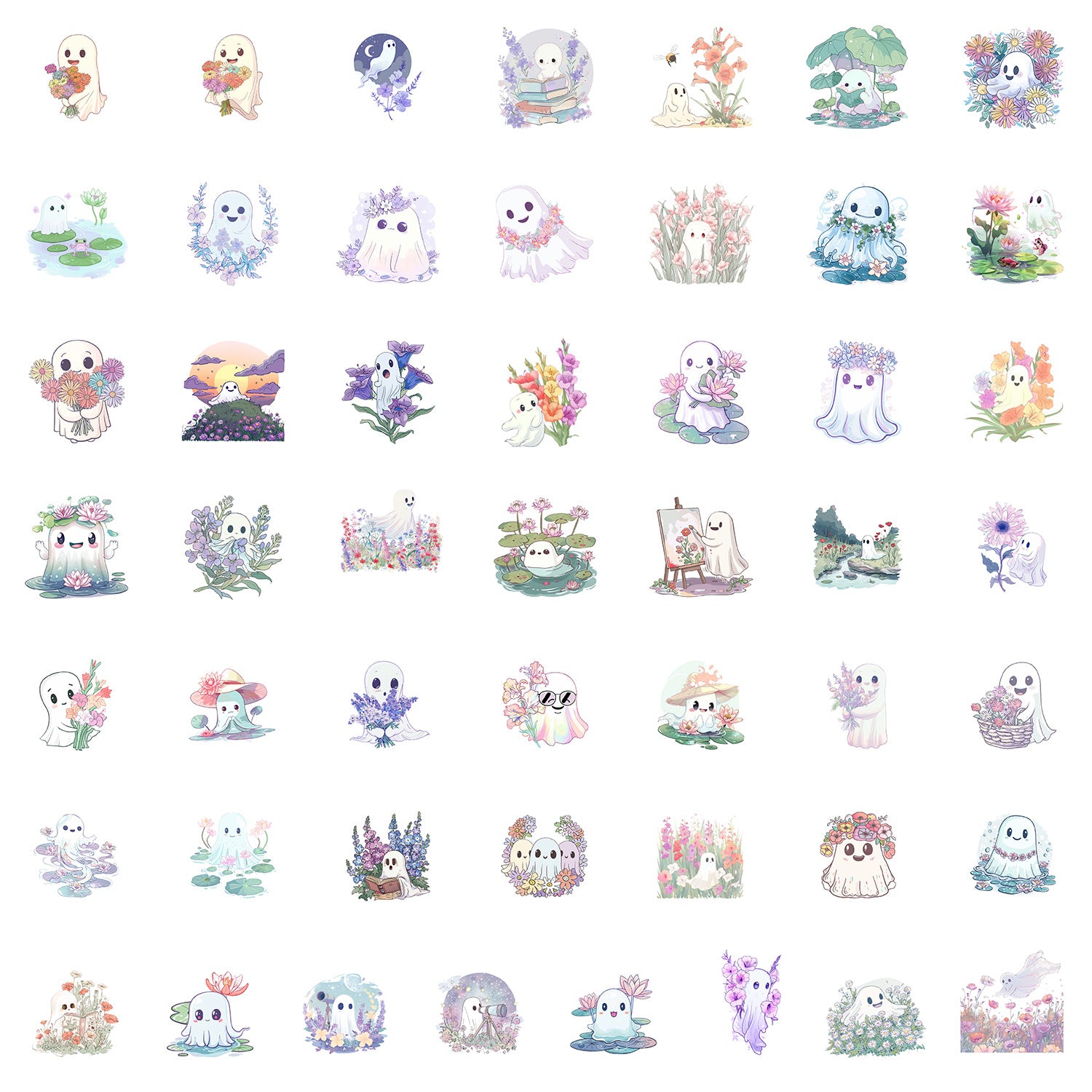 Wholesale  flowers and ghost doodle stickers