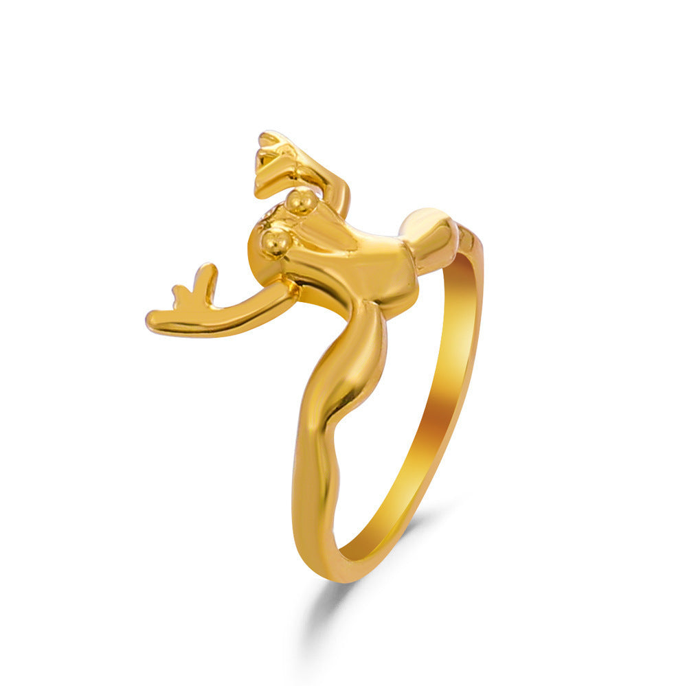 Wholesale Silver and gold diverse frog retro animal ring