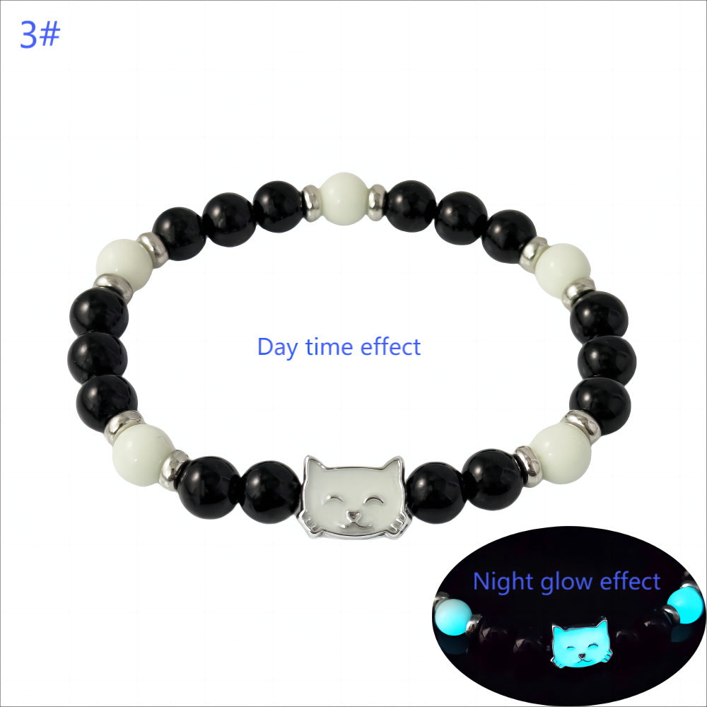 Wholesale Halloween alloy double-sided luminous cat bracelet