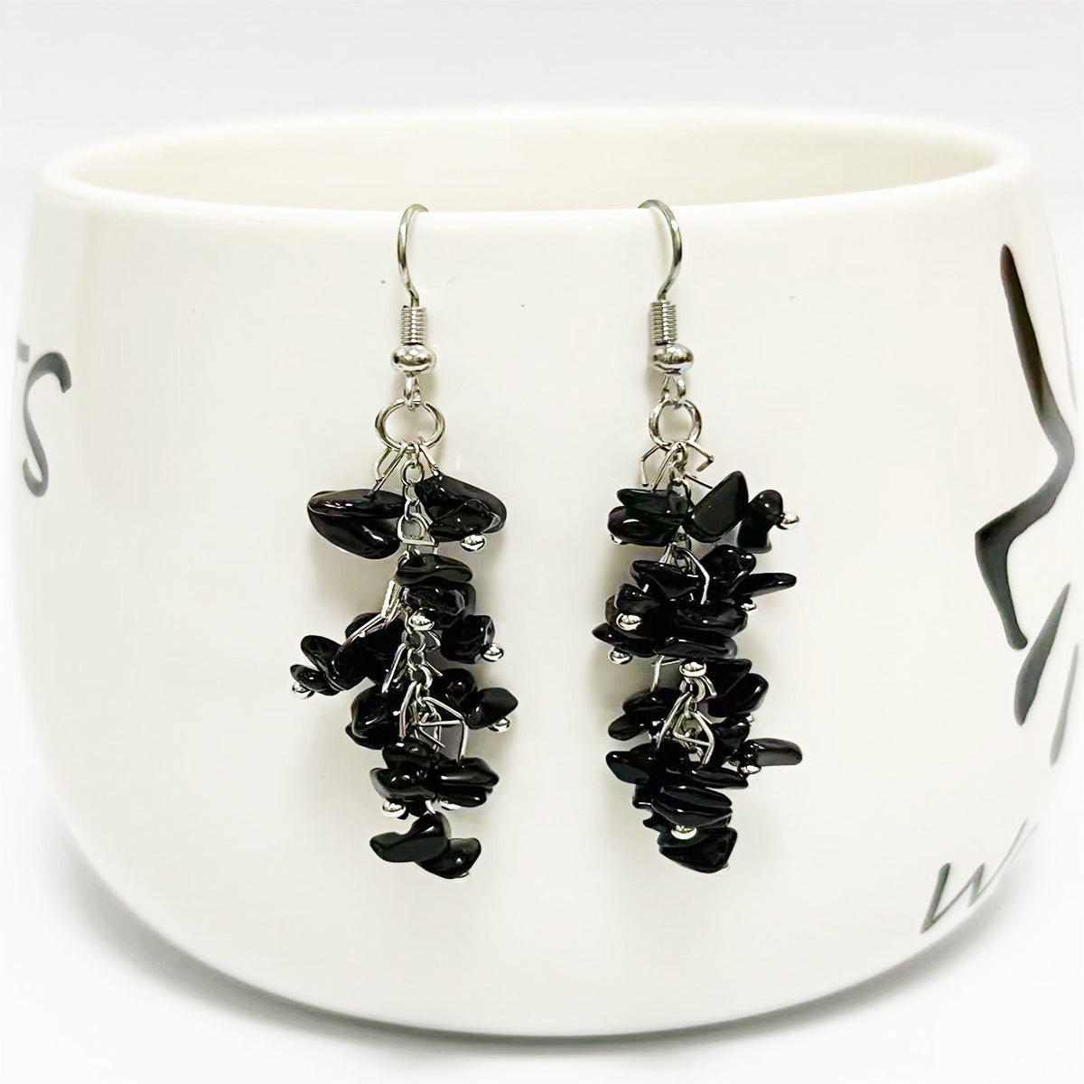 Wholesale Crystal Colorful Sweet Natural Crushed Stone Tassel Earrings