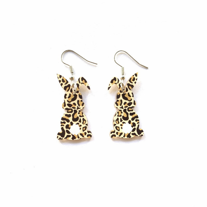 Wholesale Easter Acrylic Cute Leopard Rabbit Earrings