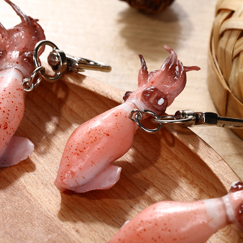 Wholesale PVC Seafood Squid Keychain