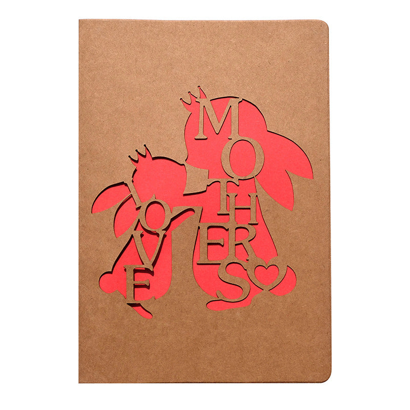Wholesale of 10pcs/pack Mother's Day Hollowed Out Kraft Paper Folding Paper Greeting Cards