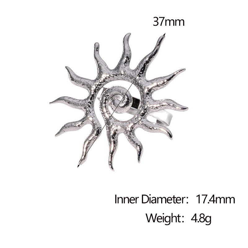 Wholesale Stainless Steel Open Sun Ring Luxury Jewelry