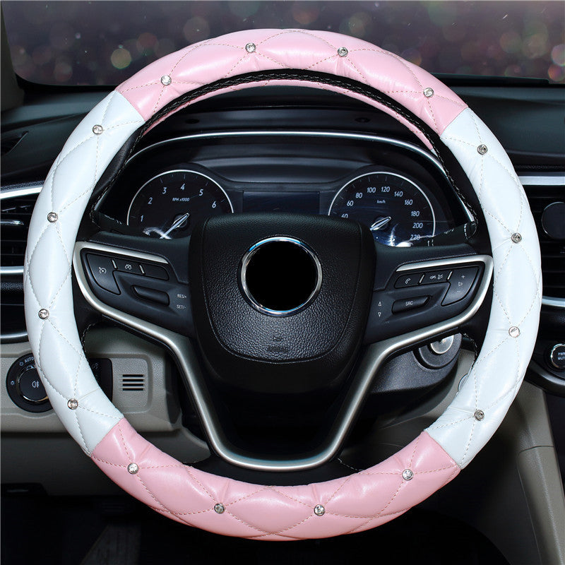 Wholesale Faux Leather Diamond Car Steering Wheel Cover