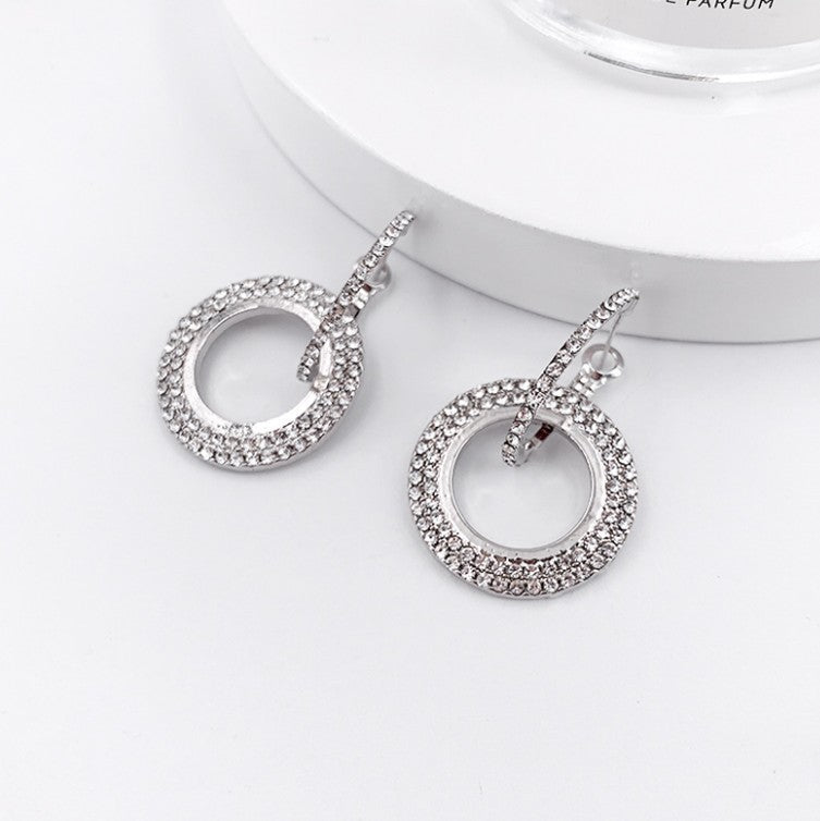 Wholesale Geometric Circle Full Diamond Earrings